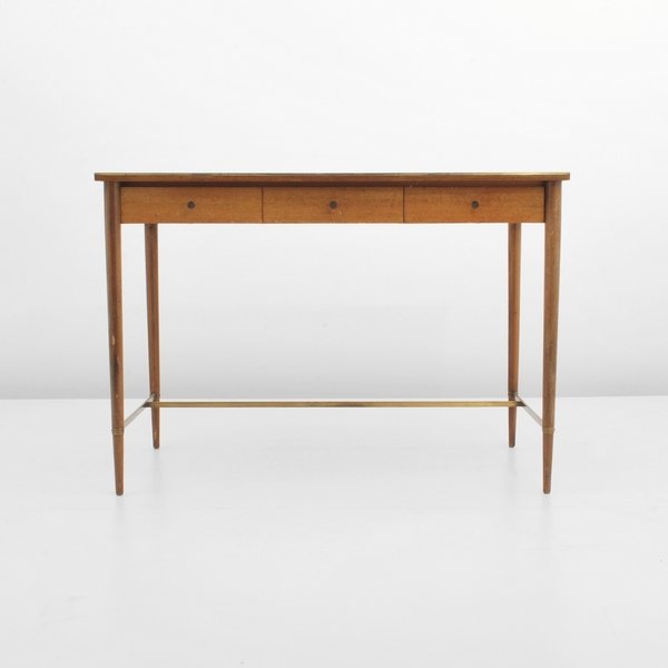 Paul McCobb Desk: Designer & Manufacturer: Paul McCobb; Directional Markings: marked Country of Origin & Materials: USA; mahogany, brass Additional Information & Circa: Desk with 3 drawers from the Connoisseur Collecti