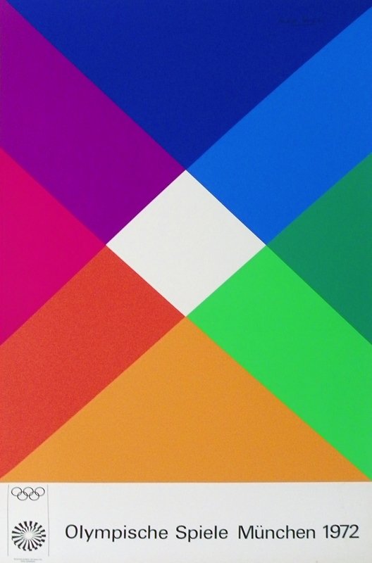 Max Bill "Olympishe Munchen" Lithograph: Designer & Manufacturer: Max Bill Country of Origin & Materials: Swiss; lithograph Additional Information & Circa: "Olympishe Munchen" lithograph on heavy stock paper by Swiss architect and painter Ma