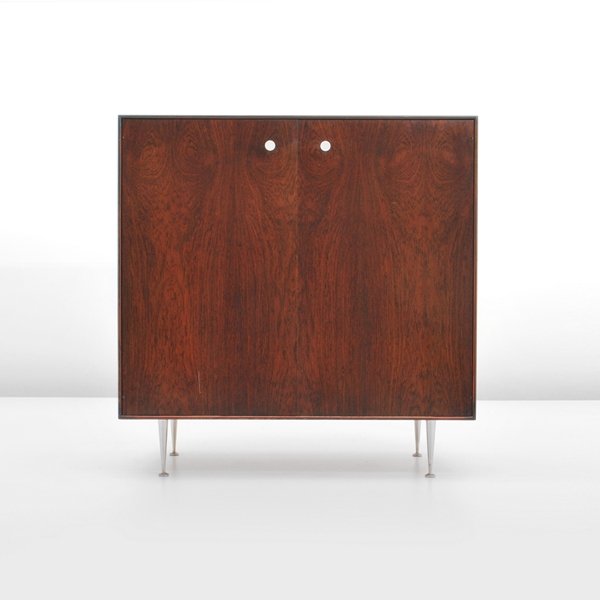 George Nelson Rosewood "Thin Edge" Cabinet: Designer & Manufacturer: George Nelson; Herman Miller Markings: marked Country of Origin & Materials: USA; aluminum, rosewood, porcelain Additional Information & Circa: Fine & rare rosewood "Thin Edge