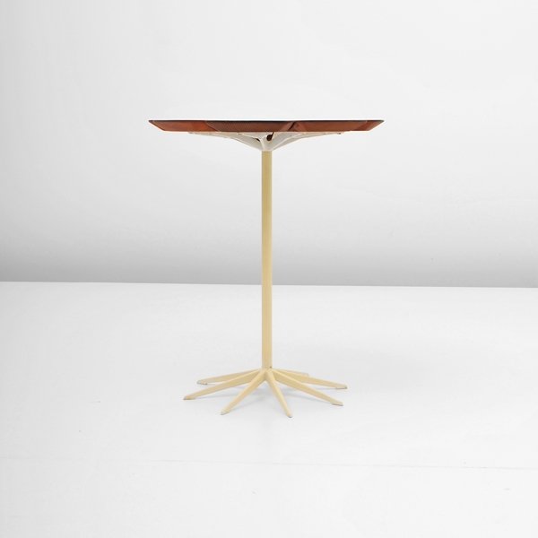 Richard Schultz Redwood "Petal" Table: Designer & Manufacturer: Richard Schultz; Knoll Markings: marked Country of Origin & Materials: USA; metal, redwood Additional Information & Circa: Fine vintage "Petal" side table by Richard Schultz;