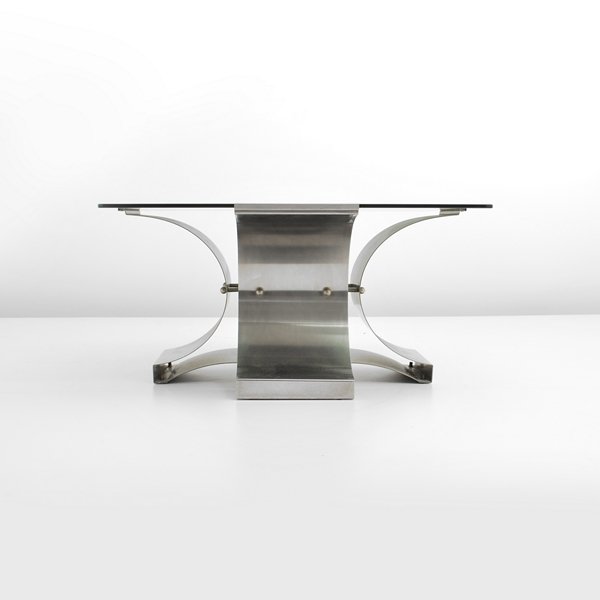 Francois Monnet Cocktail Table: Designer & Manufacturer: Francois Monnet; Kappa Markings: none Country of Origin & Materials: France; stainless steel, glass Additional Information & Circa: Stainless steel cocktail table by Francois