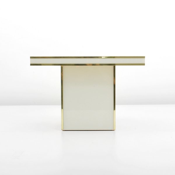 Rougier Occasional Table: Designer & Manufacturer: Rougier Markings: marked Country of Origin & Materials: Canada; brass, acrylic Additional Information & Circa: Occasional table by Rougier; c. 1980 (Key Word Search: Willy Riz