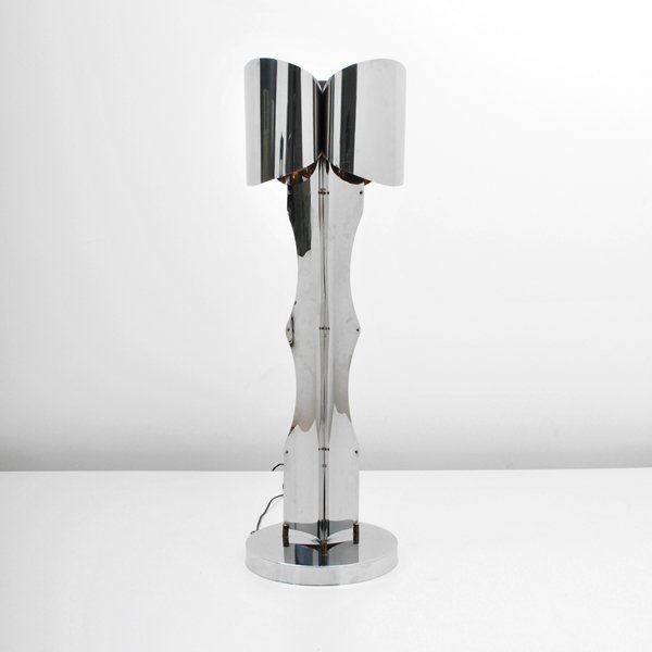 Maison Charles Floor Lamp: Designer & Manufacturer: Maison Charles Markings: none Country of Origin & Materials: France; chromed metal Additional Information & Circa: Chrome floor lamp by Maison Charles; c. 1965 (Key Word Searc
