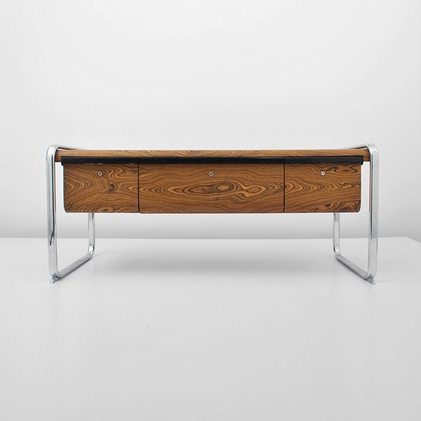 Peter Protzman for Herman Miller Credenza: Designer & Manufacturer: Peter Protzman; Herman Miller Markings: marked Country of Origin & Materials: USA; wood, chrome, metal Additional Information & Circa: Credenza with 3 file drawers by Peter Pr