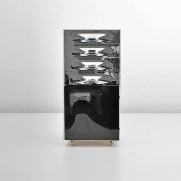 Raymond Loewy "DF 2000" Cabinet: Designer & Manufacturer: Raymond Loewy; Doubinsky Freres Markings: marked Country of Origin & Materials: France; wood, laminate, plastic Additional Information & Circa: "DF 2000" cabinet/bar by Raymon