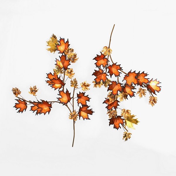 Pair of Curtis Jere Wall Sculptures: Designer & Manufacturer: Curtis Jere; Artisan House Markings: marked; dated Country of Origin & Materials: USA; metal Additional Information & Circa: Pair of leaf wall sculptures by Curtis Jere; 1971 