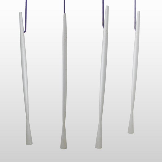 Set of 4 Philippe Starck Light Fixtures: Designer & Manufacturer: Philippe Starck Markings: none Country of Origin & Materials: brushed steel Additional Information & Circa: Set of four light fixtures from the Paramount Hotel NYC by Philippe