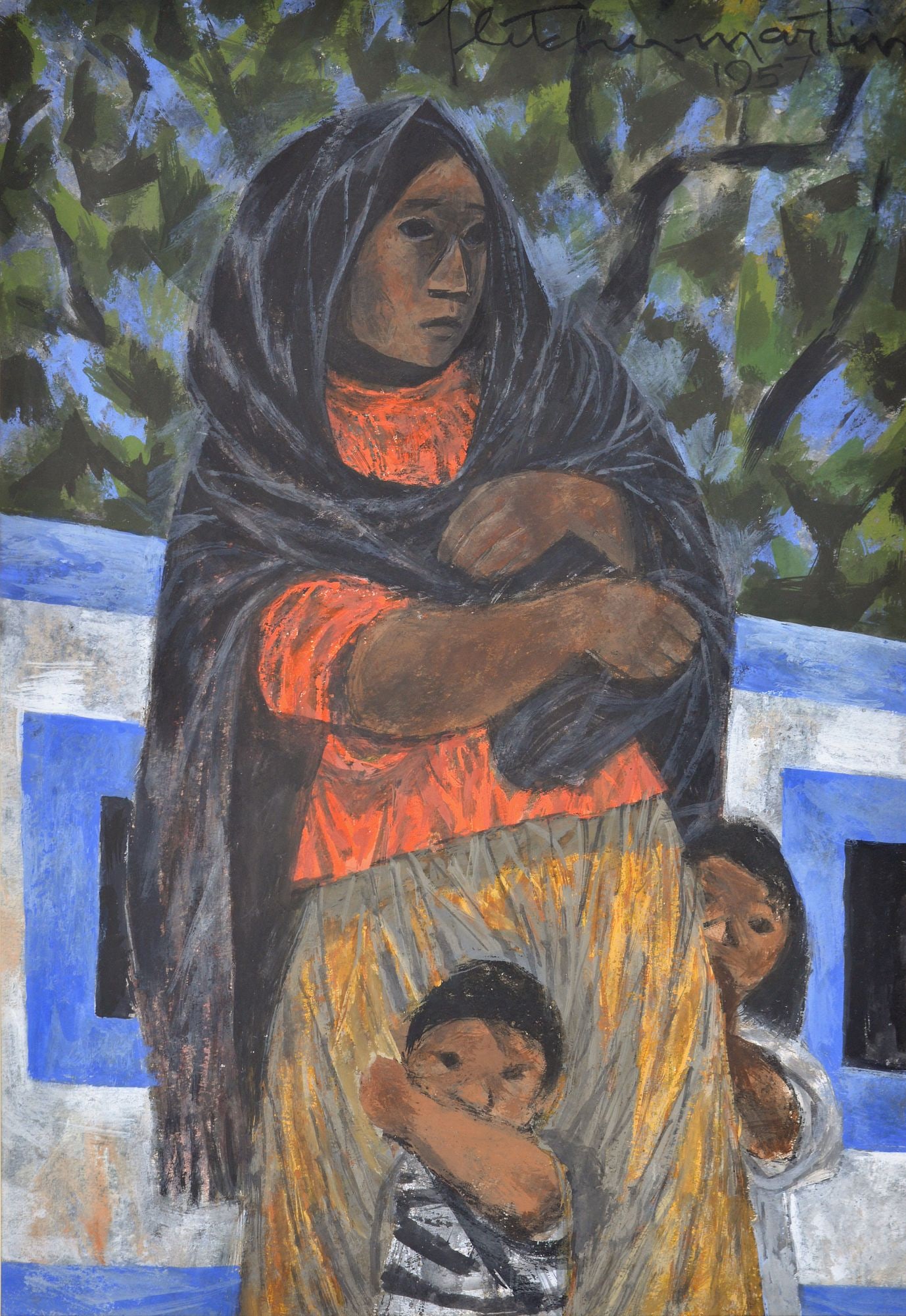 Fletcher Martin Gouache Painting: Artist/Designer; Manufacturer: Fletcher Martin (American, 1904-1979)Marking(s); notes: signed; 1957Materials: gouache on paperDimensions (H, W, D): 18.75&qu