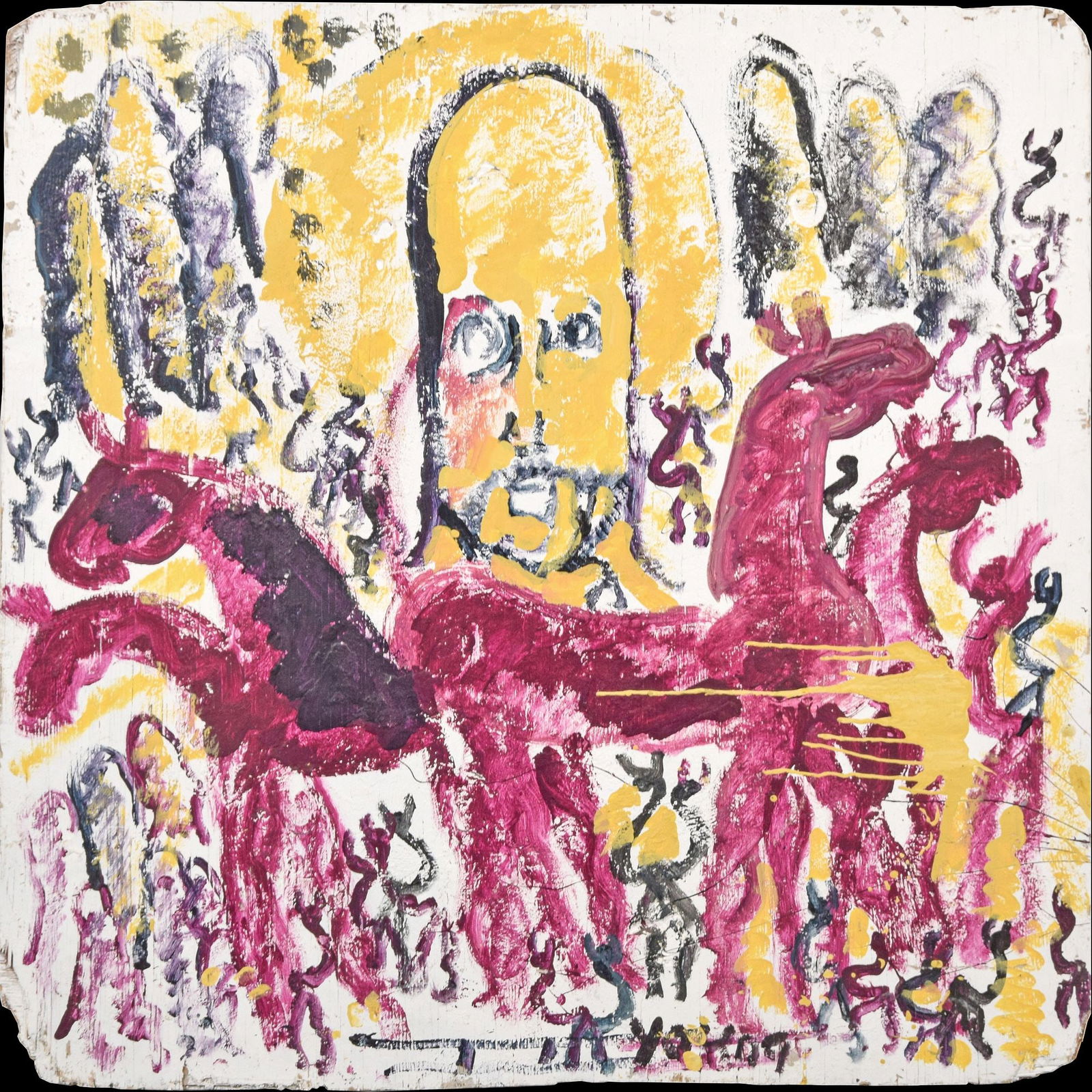 Large Purvis Young Painting, Estate of the Artist, 44"H (1 of 8)