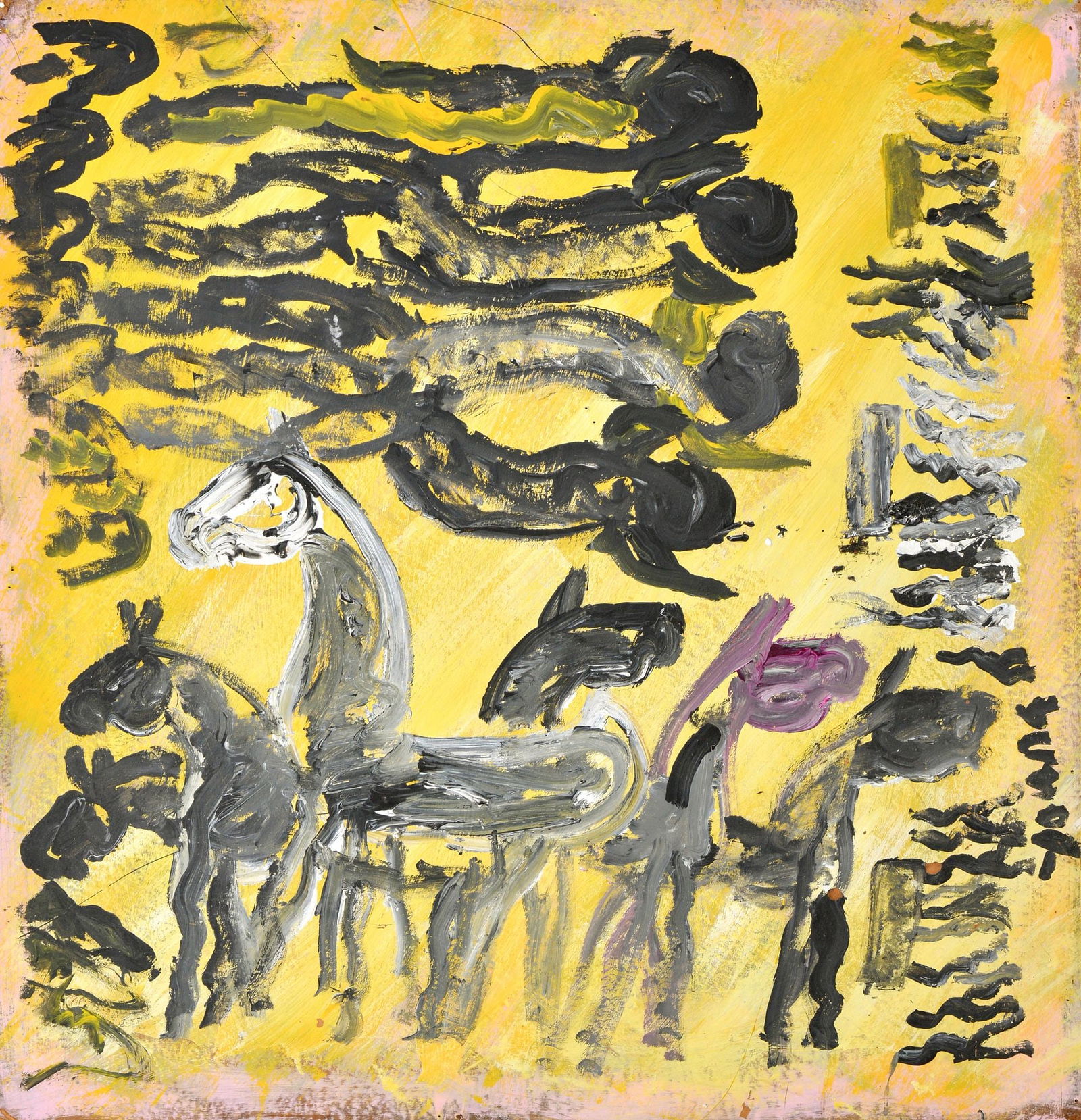 Purvis Young Painting, Estate of the Artist, 41"H (1 of 8)