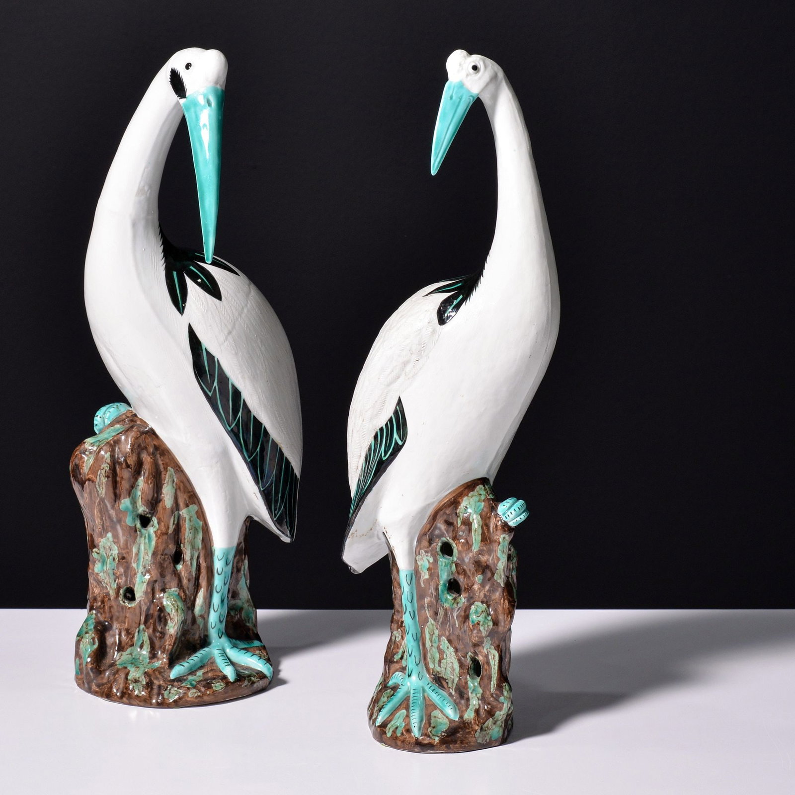 2 CRANE Sculptures / Statuettes, Manner of Samson Ceramics (1 of 11)