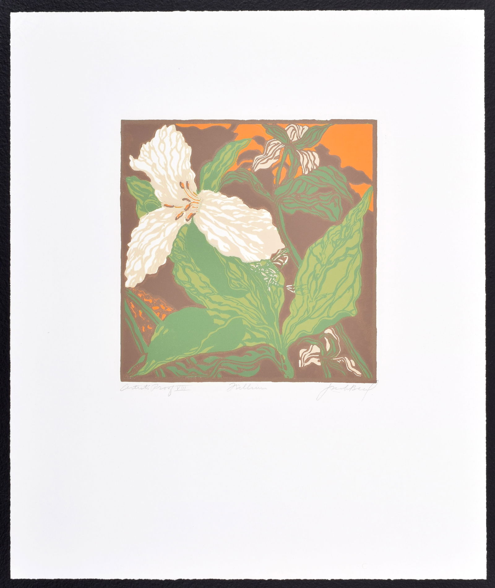 Jack Beal TRILLIUM Linocut, Signed Edition (1 of 7)
