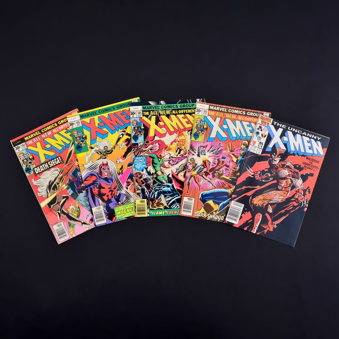 5 Marvel Comics, X-MEN #103, #104, #105 & #106 & UNCANNY X-MEN #212 (Newsstand Edition) (1 of 11)