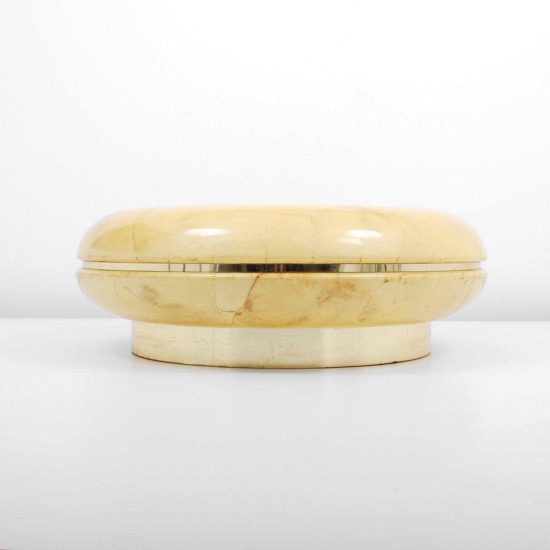 Goatskin Cocktail Table, Karl Springer: Designer & Manufacturer: Karl Springer, Manner of Markings: none Country of Origin & Materials: unknown; brass, goatskin Additional Information & Circa: Lacquered goatskin cocktail table in the manner