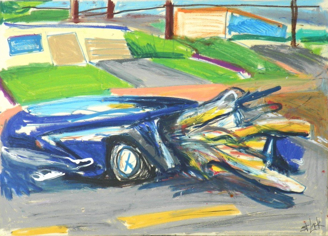 Stephen Lack Mixed Media: Designer & Manufacturer: Stephen Lack Markings: signed Country of Origin & Materials: American; mixed media, paper Additional Information & Circa: Colorful mixed media on paper by Stephen Lack (b. 194