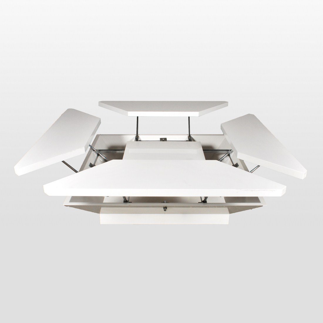 Maison Jansen "Petales" Coffee Table: Designer & Manufacturer: Maison Jansen Markings: none Country of Origin & Materials: France; laminate, chrome-plated steel Additional Information & Circa: Rare "Petales" coffee table with four adjusta