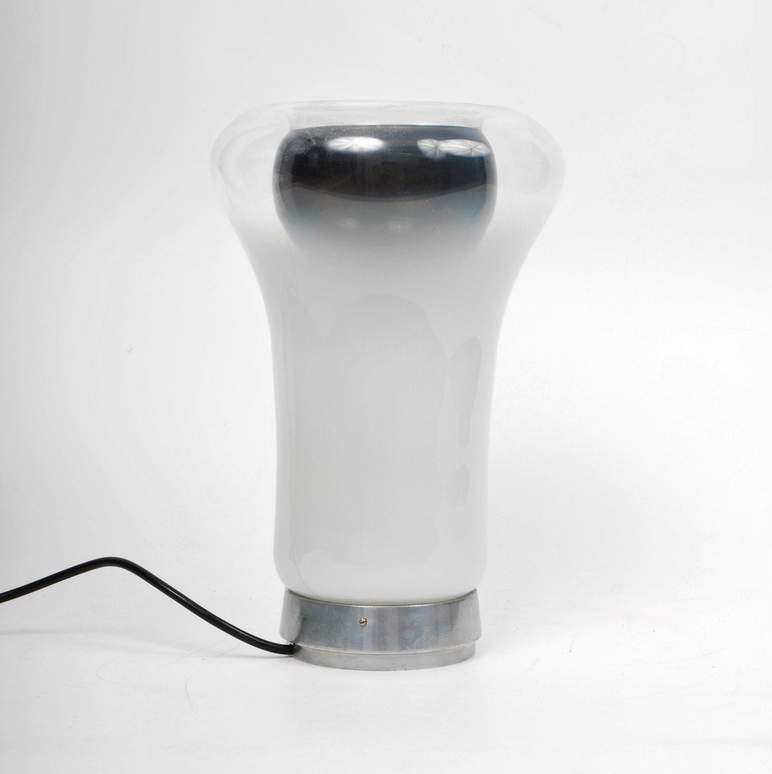 Angelo Mangiarotti "Saffo" Lamp, Early Example: Designer & Manufacturer: Angelo Mangiarotti; Artemide Markings: none Country of Origin & Materials: Italy; glass, aluminum Additional Information & Circa: "Saffo" table lamp, hand-blown glass, by Ange