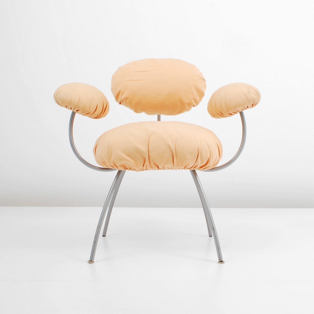 Ligne Roset Arm Chair: Designer & Manufacturer: Ligne Roset Markings: marked Country of Origin & Materials: France; metal, upholstery Additional Information & Circa: Arm chair by Ligne Roset c. 1990 (Key Word Search: Memphi