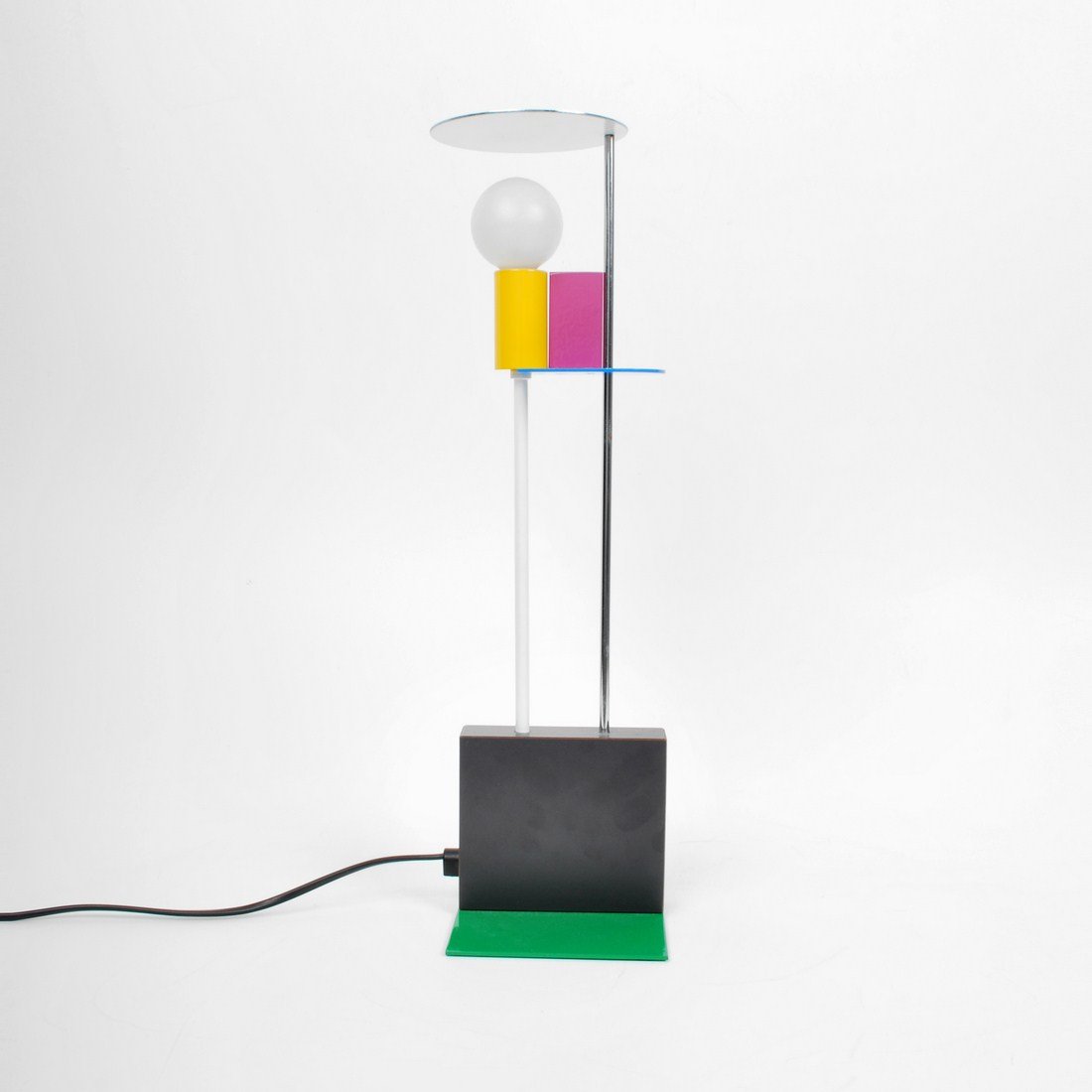 Gerard Taylor Memphis Table Lamp: Designer & Manufacturer: Gerard Taylor Markings: none Country of Origin & Materials: Italy; metal Additional Information & Circa: Multi-colored Memphis table lamp by Gerard Taylo; d. 1982 (Key Word Se