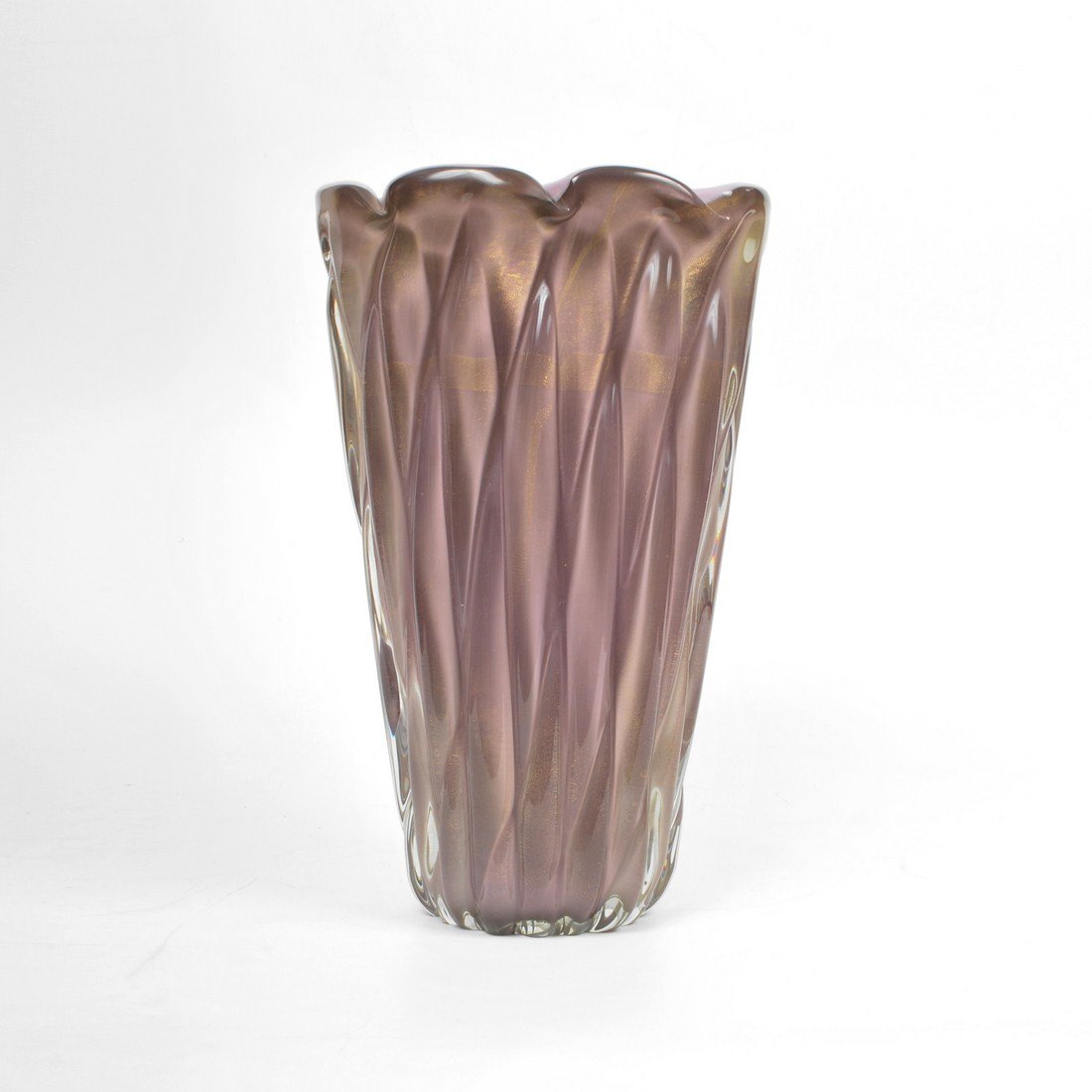 Large Murano Vase, Archimede Seguso: Designer & Manufacturer: Archimede Seguso, Attributed Markings: none Country of Origin & Materials: Italy; glass Additional Information & Circa: Large blown glass vase with gold aventurine throughout 