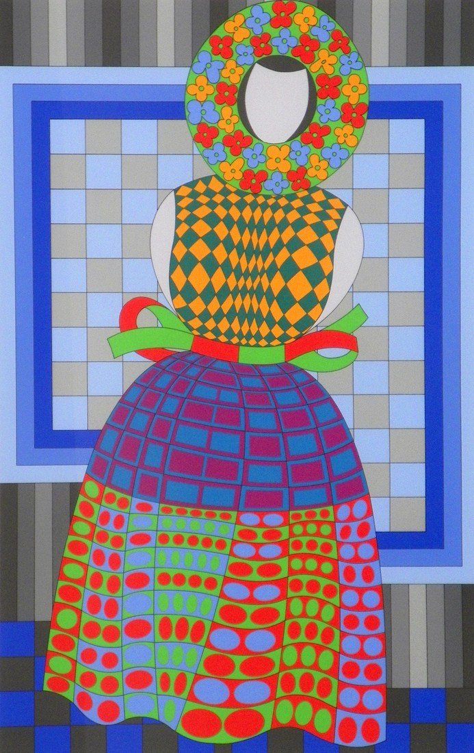 Victor Vasarely "La Femme" Lithograph: Designer & Manufacturer: Victor Vasarely Markings: signed; e. 62/250; 1983 Country of Origin & Materials: Hungarian; lithograph Additional Information & Circa: Op Art lithograph "La Femme" by Victor V