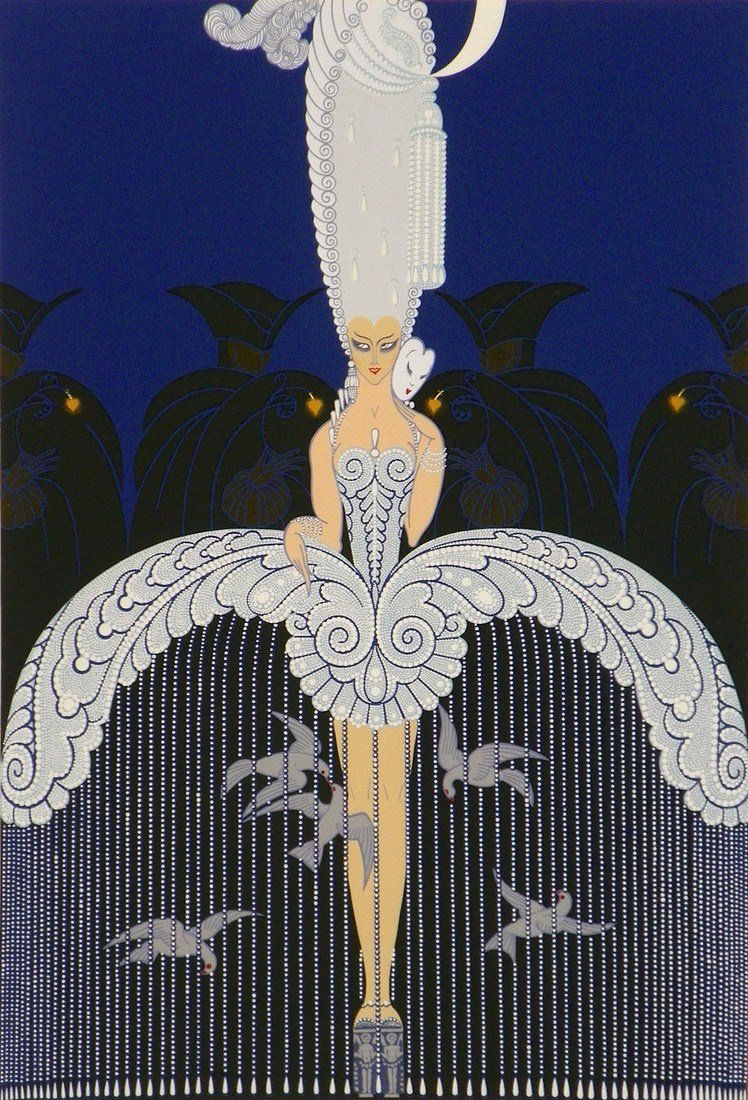 Framed Erte "Secret Admirer" Serigraph: Designer & Manufacturer: Roman de Tirtoff a.k.a. Erte Markings: signed; 194/300 Country of Origin & Materials: Russian; serigraph Additional Information & Circa: Framed "Secret Admirer" Art Deco serig
