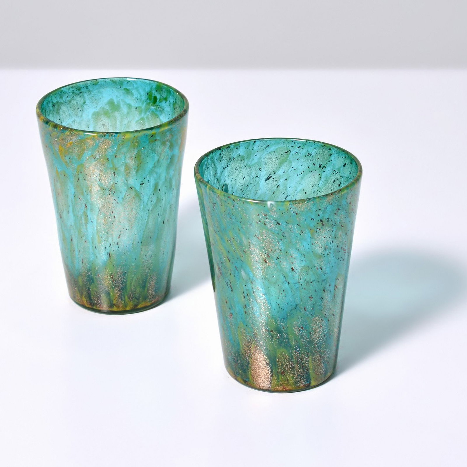2 Murano Glasses Attributed to Salviati & Co.: Artist/Designer; Manufacturer: Salviati & Co. (Italy), attributed Marking(s); notes: no marking(s) apparent Materials: glass Dimensions (H, W, D): 