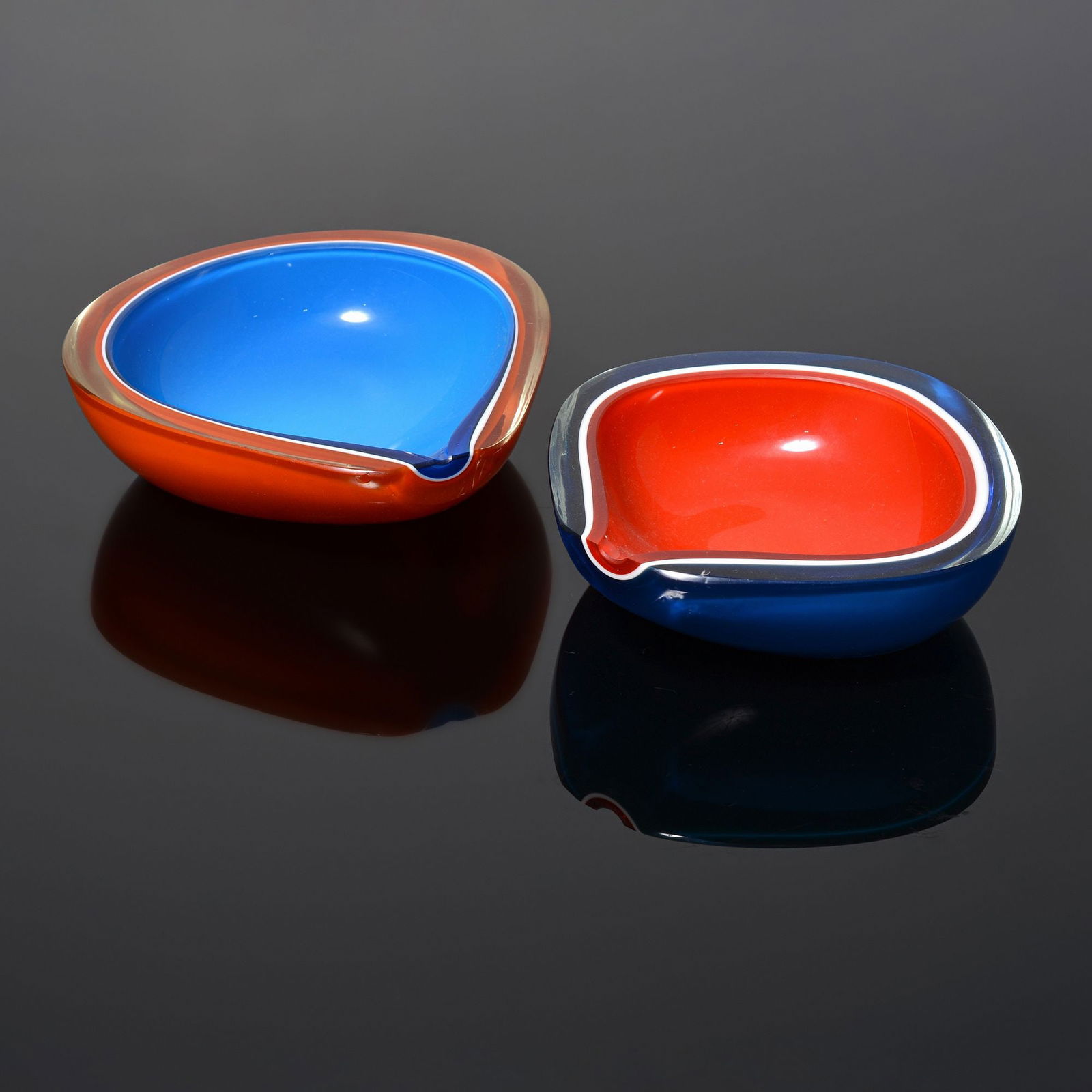 2 Fratelli Toso Multi-Layer SOMMERSO Geode Bowls / Ashtrays, Murano (1 of 9)
