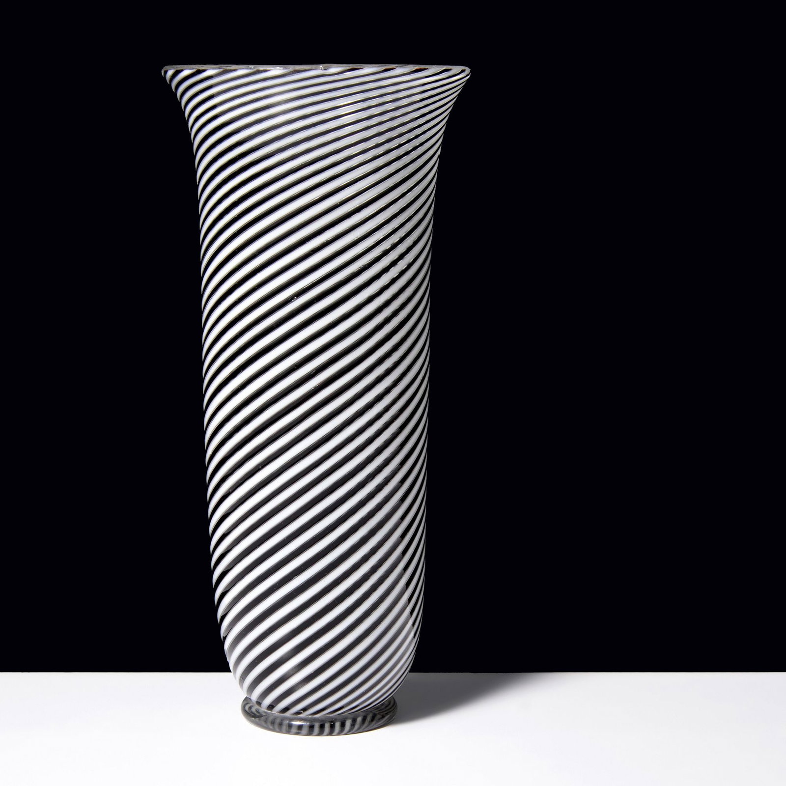Dino Martens BIANCA NERO Vase / Vessel, Murano: Artist/Designer; Manufacturer: Dino Martens (Italian, 1894-1970); Aureliano Toso (Italy) Marking(s); notes: no marking(s) apparent Materials: glass Dimensions (H,
