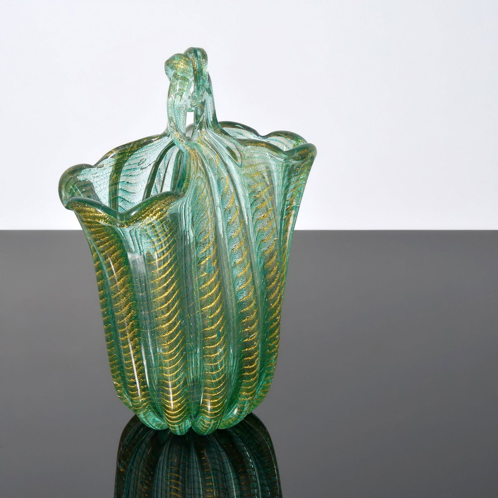 Ercole Barovier CORDONATO ORO Vase, 13.25"H, Murano (1 of 14)