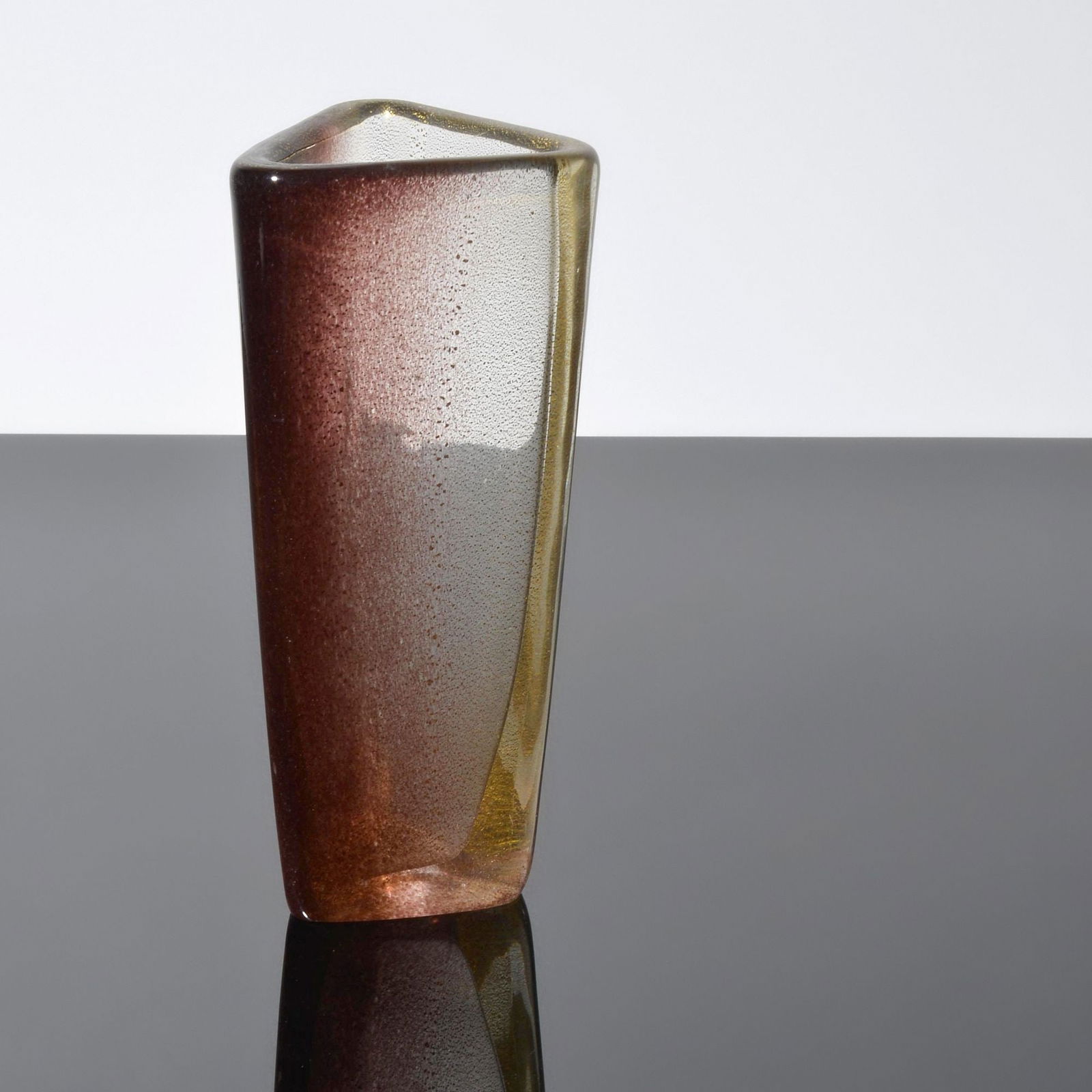 Archimede Seguso Three-Sided SFUMATO FUME Vase, Murano (1 of 9)