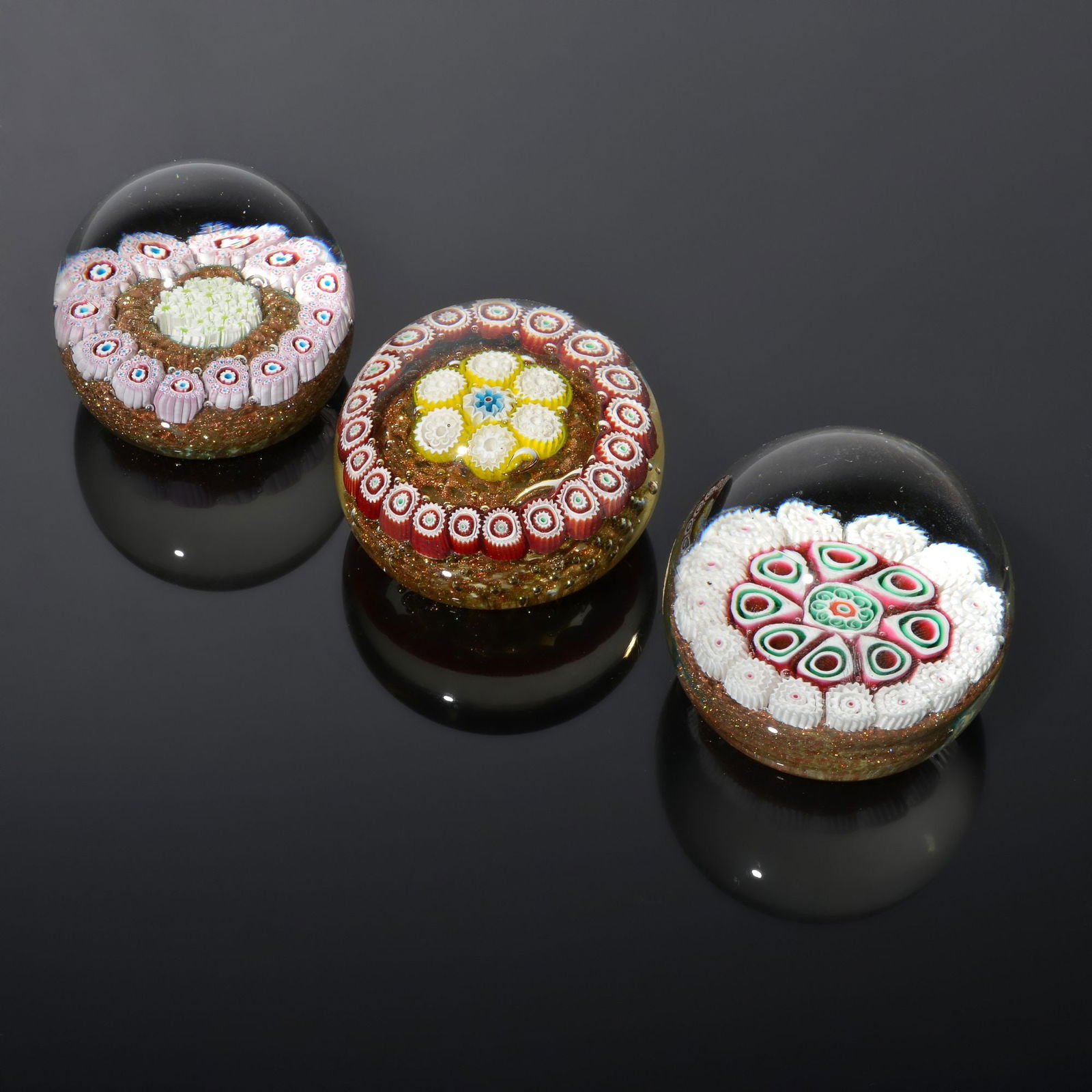 3 Fratelli Toso MILLEFIORI Paperweights, Murano (1 of 13)