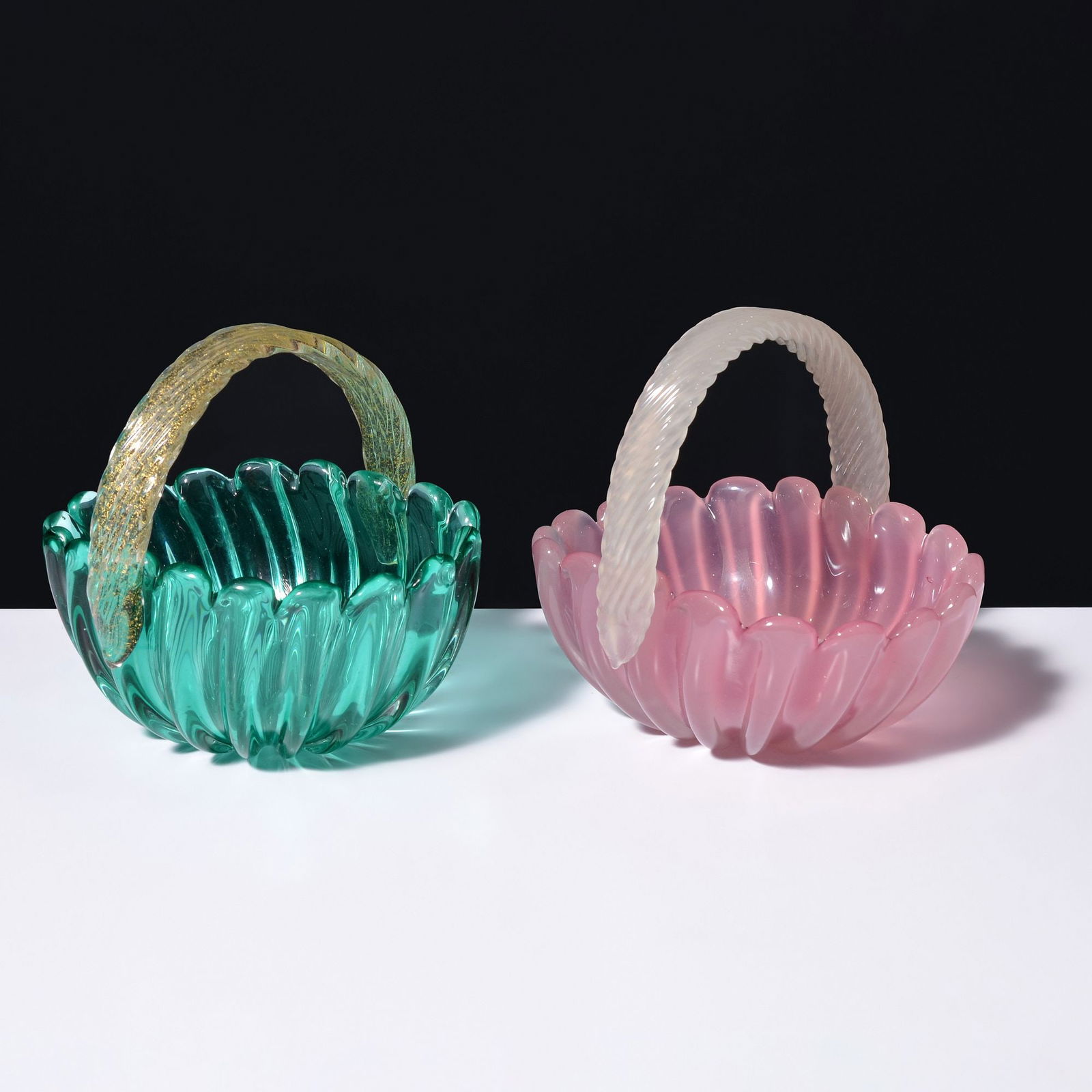 2 Archimede Seguso Handled Vessels / Baskets, Murano (1 of 11)