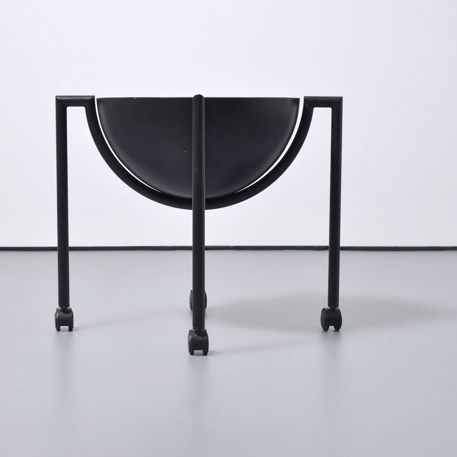 J. Wade Beam HEMISPHERE Table: Artist/Designer; Manufacturer: J. Wade Beam (American, 20th Century); Brueton (USA)Marking(s); notes: no marking(s) apparentMaterials: enameled steel, Vitrolite