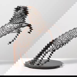 David Bennett STEEL REARING HORSE Sculpture, 29"H: Artist/Designer; Manufacturer: David Bennett (American, b. 1941)Marking(s); notes: no marking(s) apparentMaterials: blown glass, steelDimensions (H, W, D): 29"h,