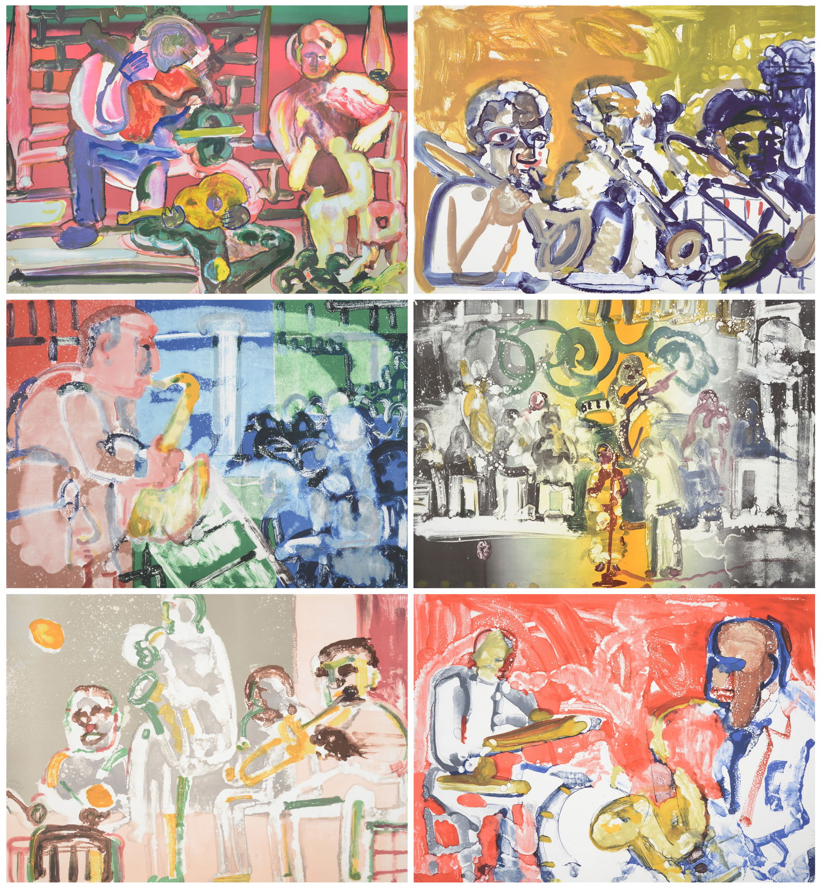 6 Romare Bearden Lithographs, JAZZ Series (1 of 20)