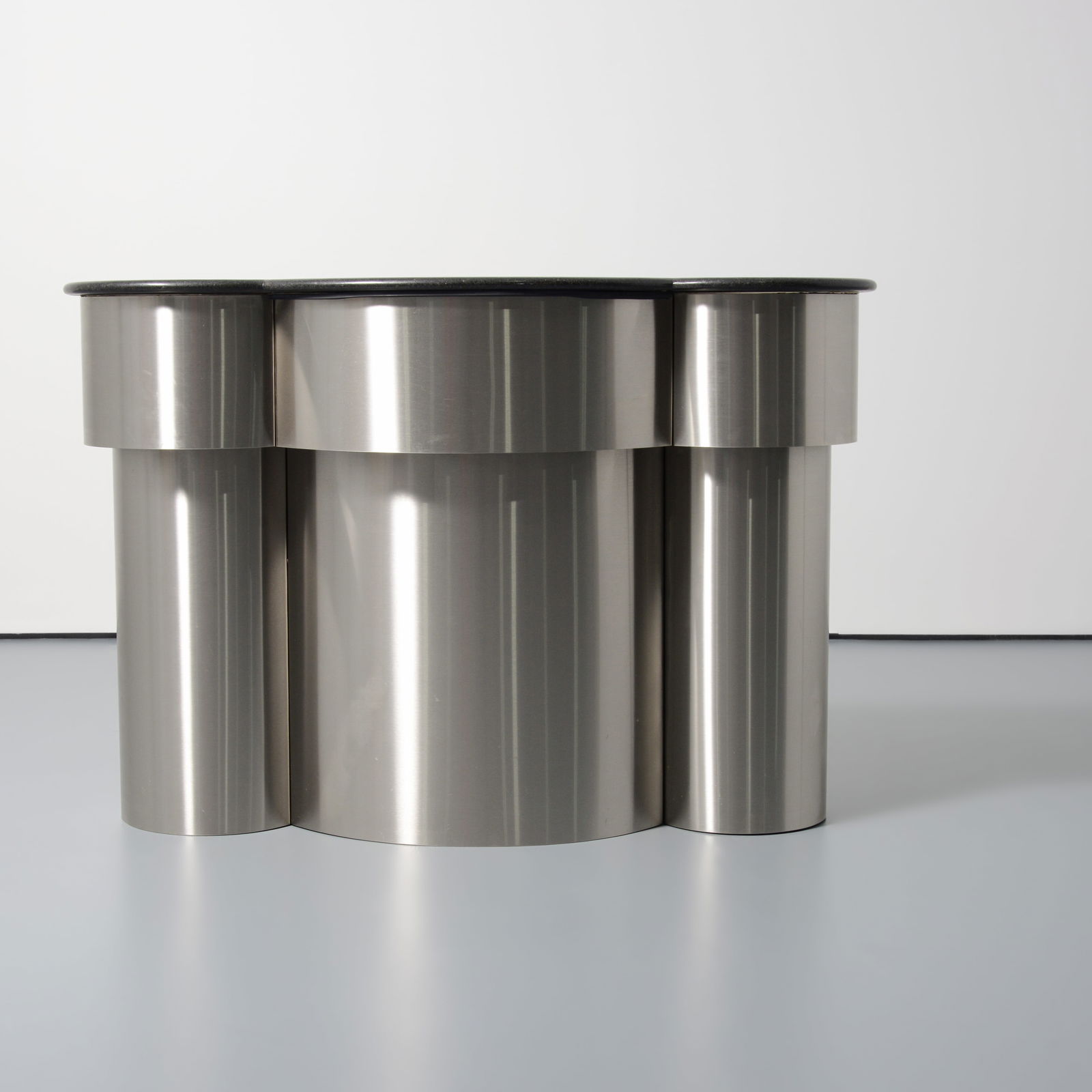 Console Table Attributed to Brueton: Artist/Designer; Manufacturer: Brueton (USA), attributedMarking(s); notes: no marking(s) apparentMaterials: metal, graniteDimensions (H, W, D): 33