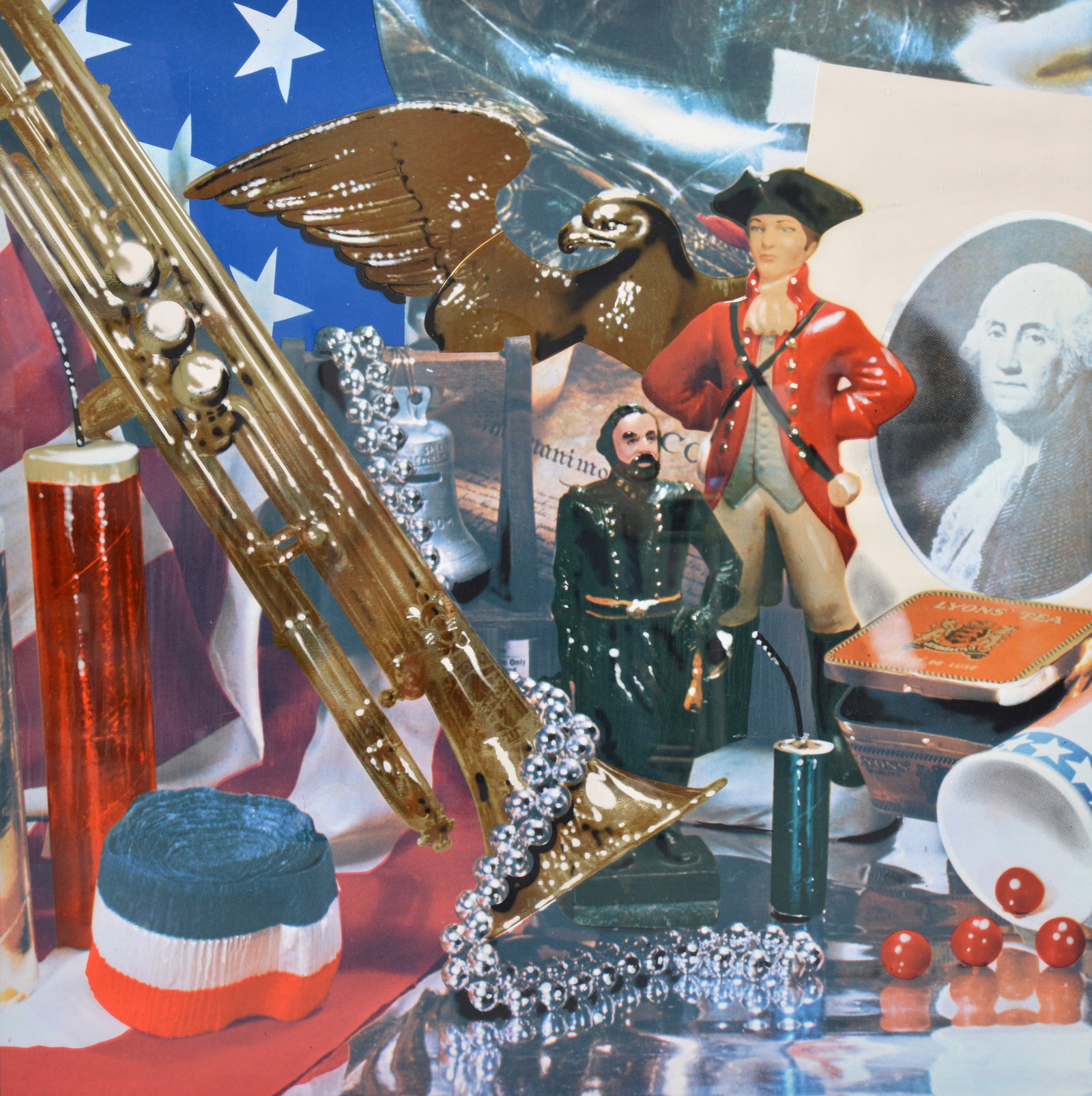 Audrey Flack FOURTH OF JULY STILL LIFE Screenprint: Artist/Designer; Manufacturer: Marking(s); notes: signed, blind stamp; AP 18/20; 1975Materials: laminated and die cut screenprintDimensions (H, W, D): 35.5&