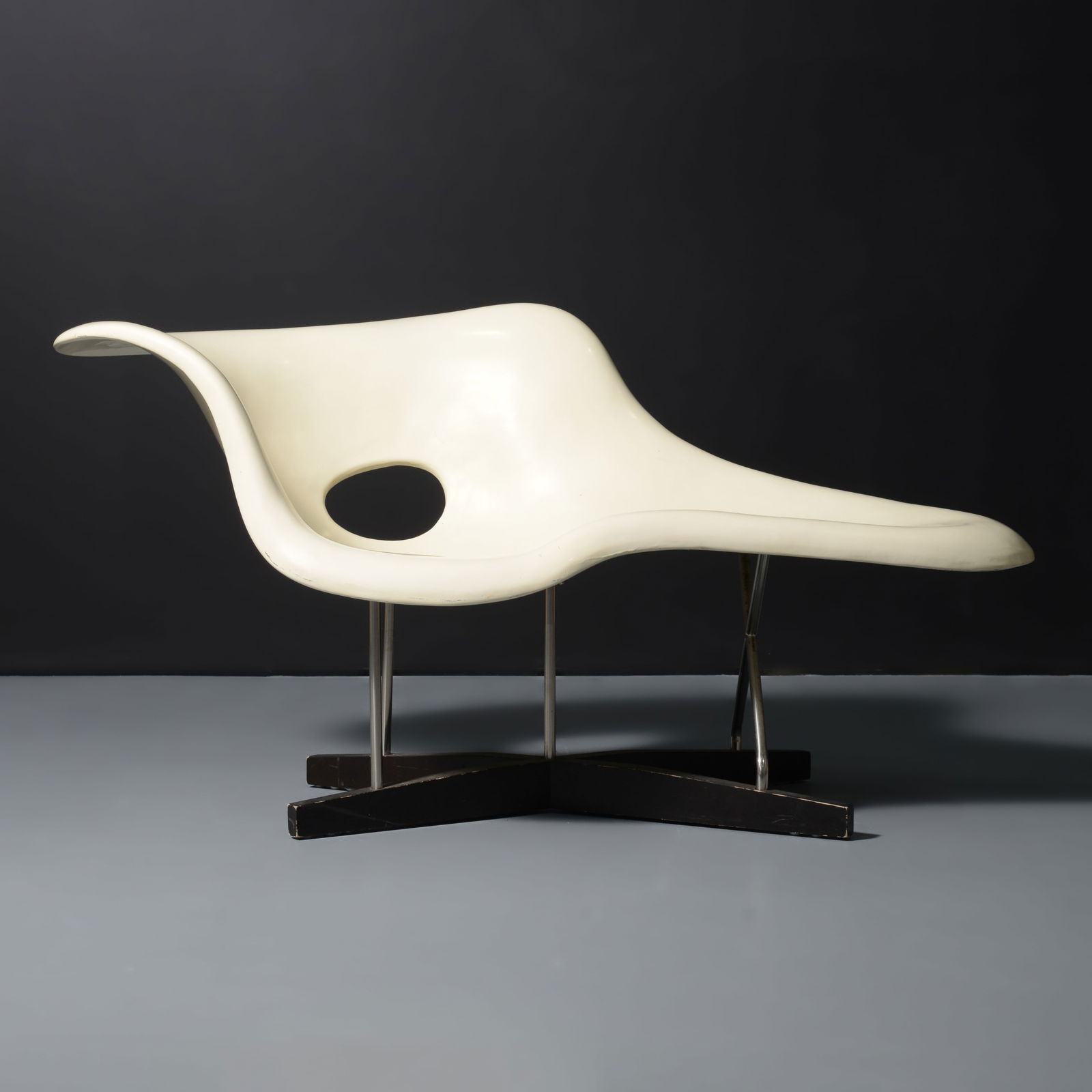 LA CHAISE Lounge Chair, Charles & Ray Eames Design: Artist/Designer; Manufacturer: Charles Eames (American, 1907-1978) and Ray Eames (American, 1912-1988) design; unknownMarking(s); notes: no marking(s) apparentMaterials: lacquered fibe