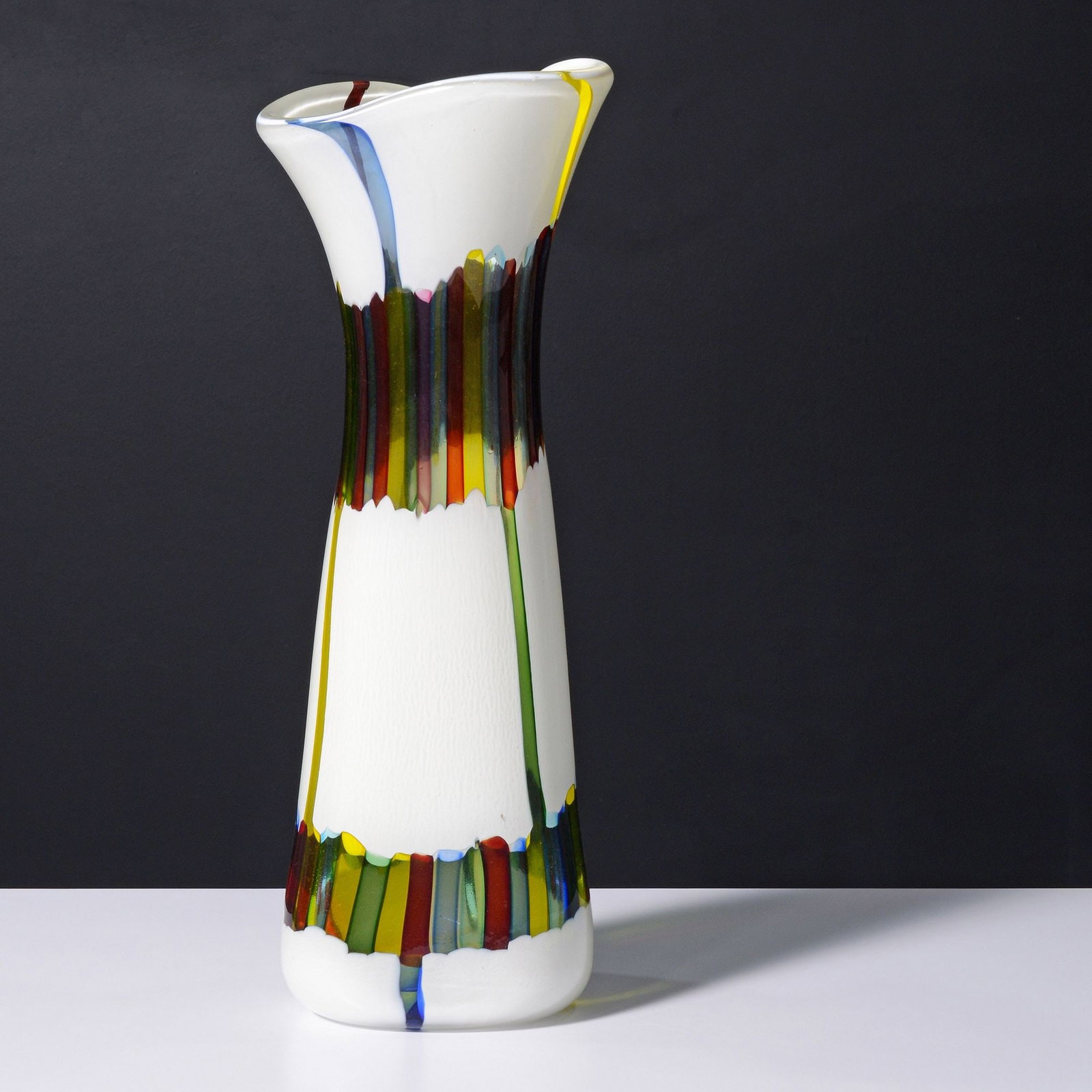 Anzolo Fuga MULTICOLOR RODS & MURRINE Series Vase, 18.25", Murano (1 of 8)