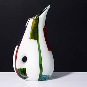 Large Anzolo Fuga BANDIERE Series Vase, 18"H, Murano (1 of 8)