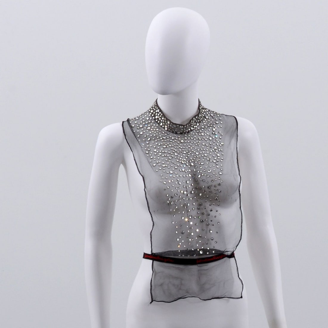 Pauline Trigere Black Tule Rhinestone Dickey / Bib: Artist/Designer; Manufacturer: Pauline Trigere (American, 1908-2022)Marking(s); notes: signedMaterials: fabric, rhinestonesDimensions (H, W, D): not sized (inter