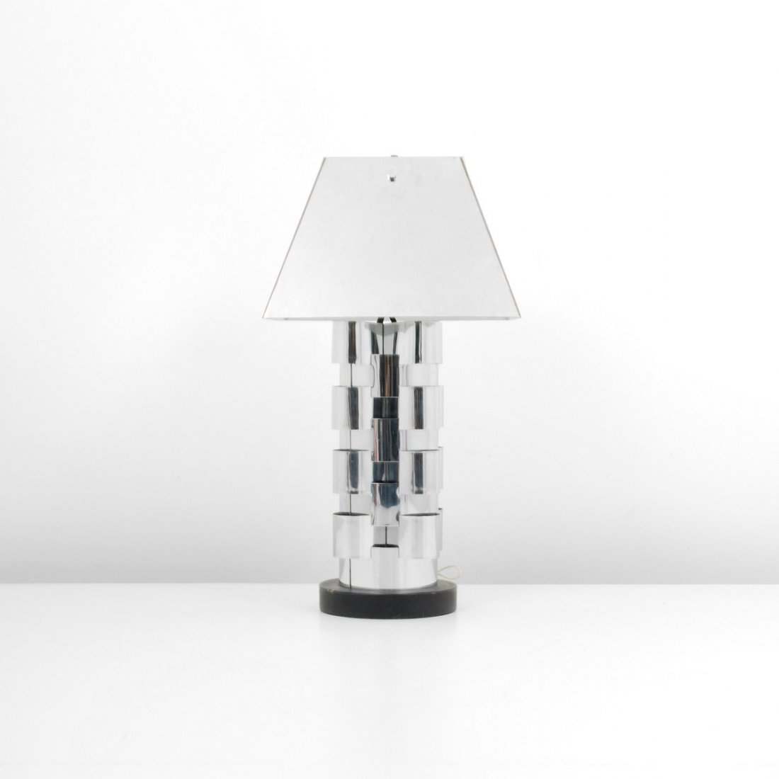Large Curtis Jere Lamp: Designer & Manufacturer: Curtis Jere Markings: marked Country of Origin & Materials: USA; chrome Additional Information & Circa: Large sculptural lamp by Curtis Jere; c. 1970 Dimensions: 33.5"h, 17.25