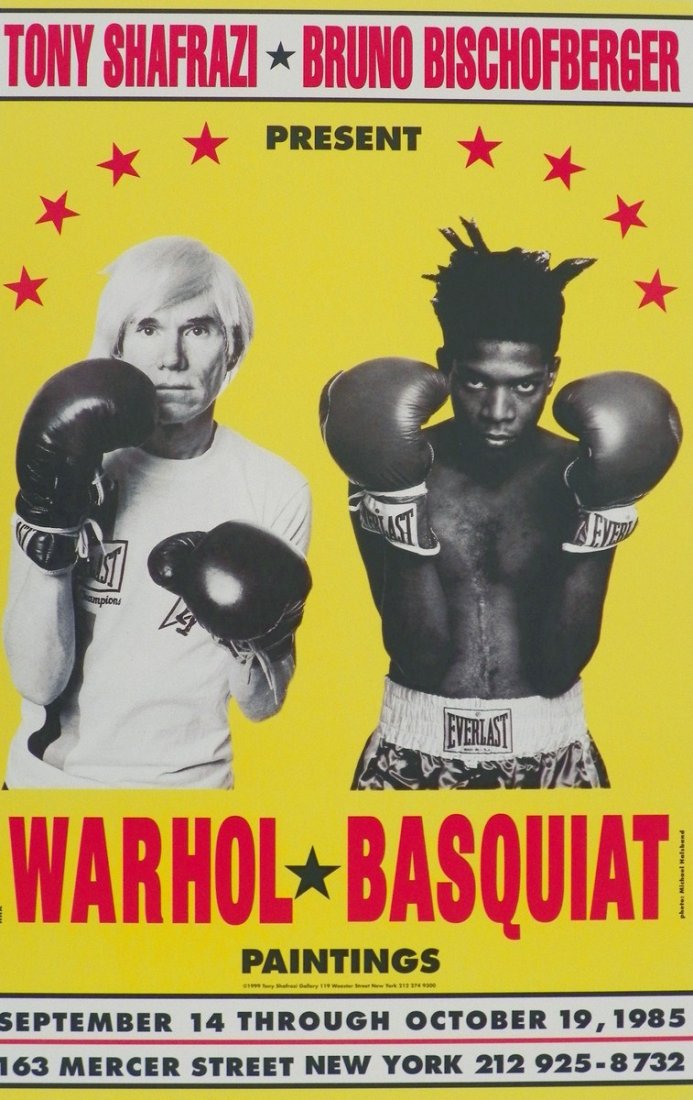 Warhol-Basquiat Gallery Poster: Country of Origin & Materials: coated wove paper Additional Information & Circa: Andy Warhol and Jean Michel Basquiat exhibition poster by Tony Shafrazi, New York. Photographer, Michael Halsband; 2004