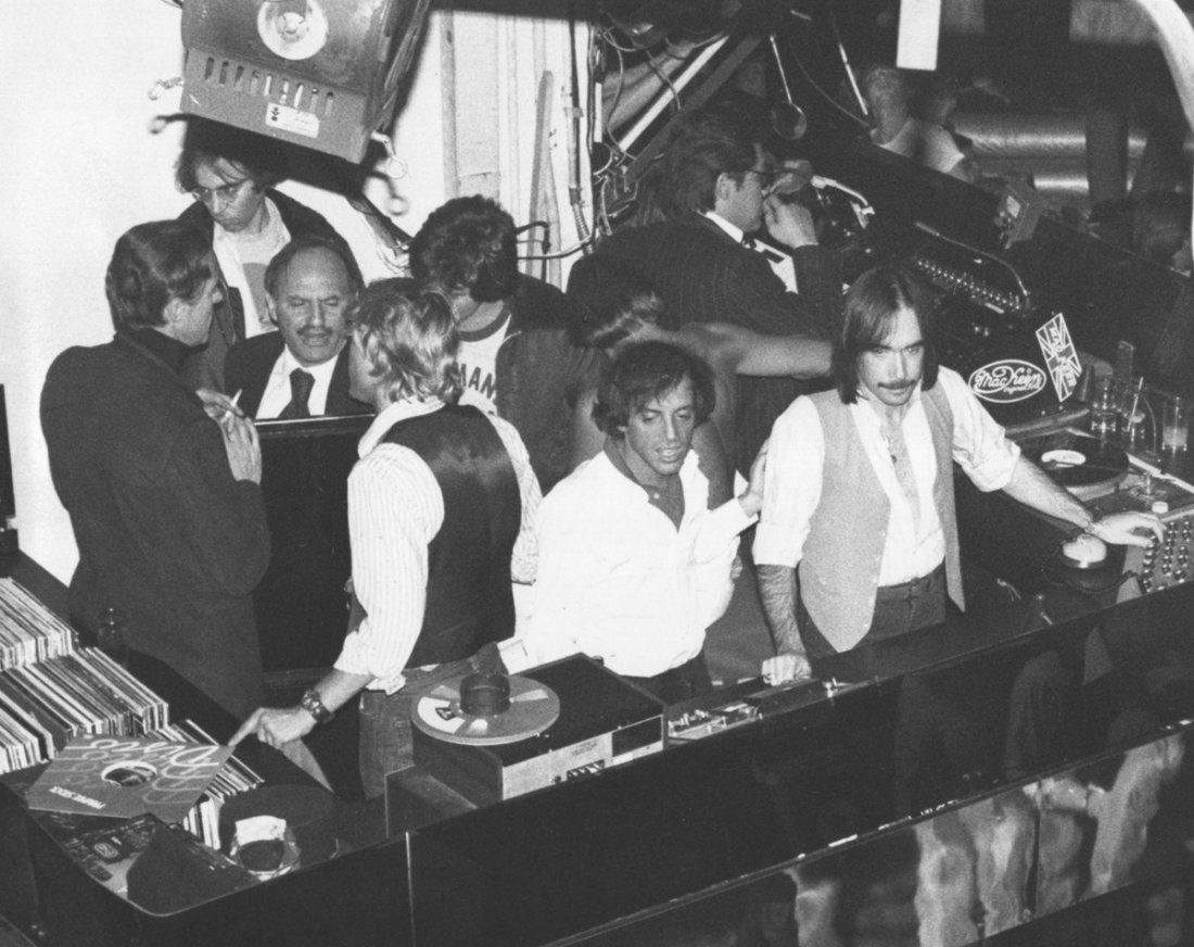 Rubell, Schrager, Halston, Studio 54 Photos +: Additional Information & Circa: Photo 1: Steve Rubell in DJ booth. Photo 2: DJ booth (RP Manning). Photo 3, 4: Ian Schrager at Studio 54, 1978 (Di Base). Photo 5: Steve Rubell and Halston in the DJ bo