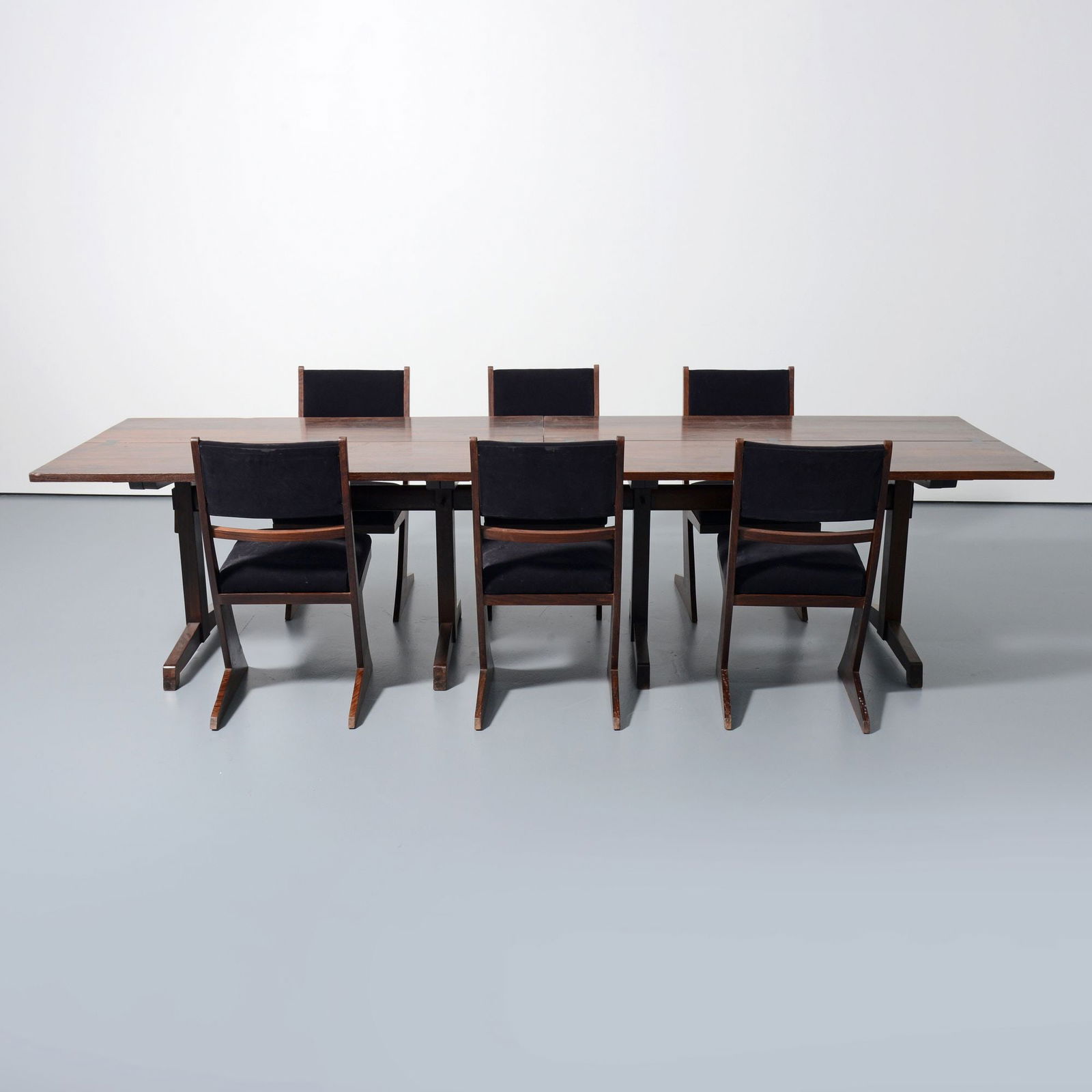 Double-Trestle Dining Table & 6 Chairs, Manner of George Nakashima (1 of 13)
