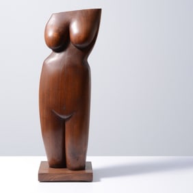 Large Wood Sculpture, Female Nude Figure, 40"H