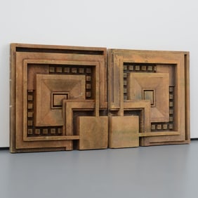 Pair of Architectural Plaques / Tiles, Manner of Frank Lloyd Wright