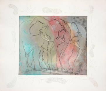 Stanley Boxer ELEPHANTS Etching: Artist/Designer; Manufacturer: Stanley Boxer (American, 1926-2000)Marking(s); notes: signed, blind stamp; AP 3/9 for the edition of 20; 1979Materials: etching with aquatint a
