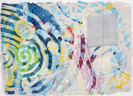 Sam Gilliam PLAIN Mixed Media / Monotype: Artist/Designer; Manufacturer:Â Sam Gilliam (American, 1933-2022)Marking(s); notes: signed; ed. 10/14; 1999Materials: ink, acrylic and stitching on handmade paperDime